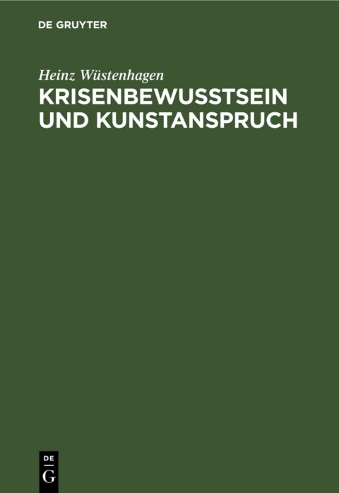 Cover image for book Krisenbewußtsein und Kunstanspruch