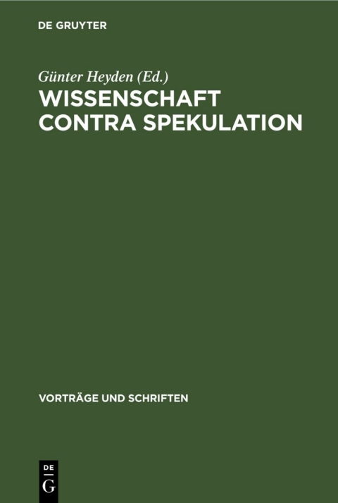 Cover image for book Wissenschaft contra Spekulation