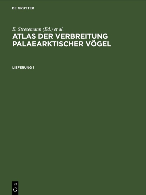 Cover image for book Atlas der Verbreitung palaearktischer Vögel. Lieferung 1