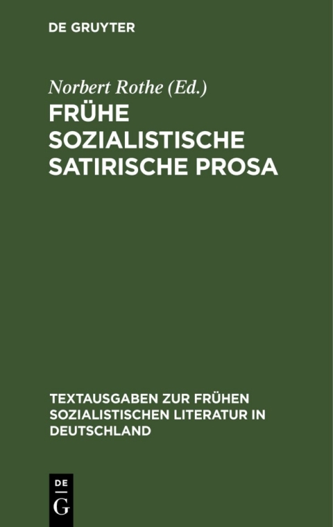 Cover image for book Frühe sozialistische satirische Prosa