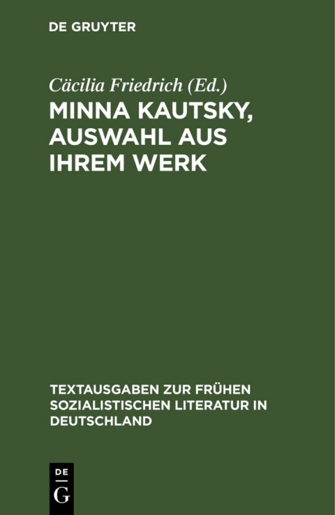 Cover image for book Minna Kautsky, Auswahl aus ihrem Werk