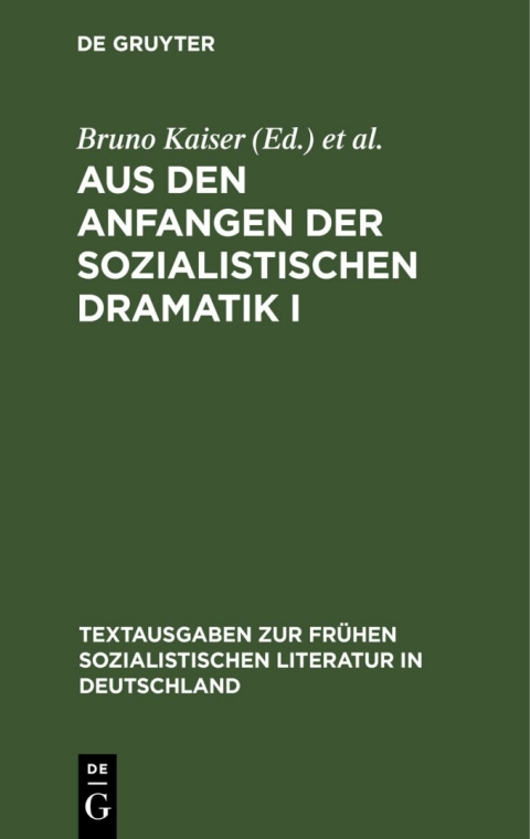 Cover image for book Aus den Anfangen der sozialistischen Dramatik I