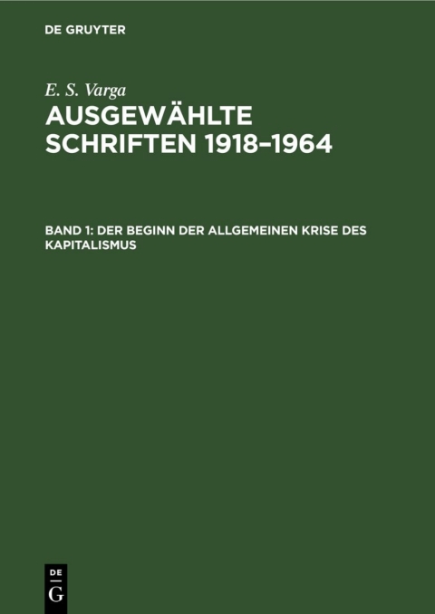 Cover image for book Der Beginn der allgemeinen Krise des Kapitalismus