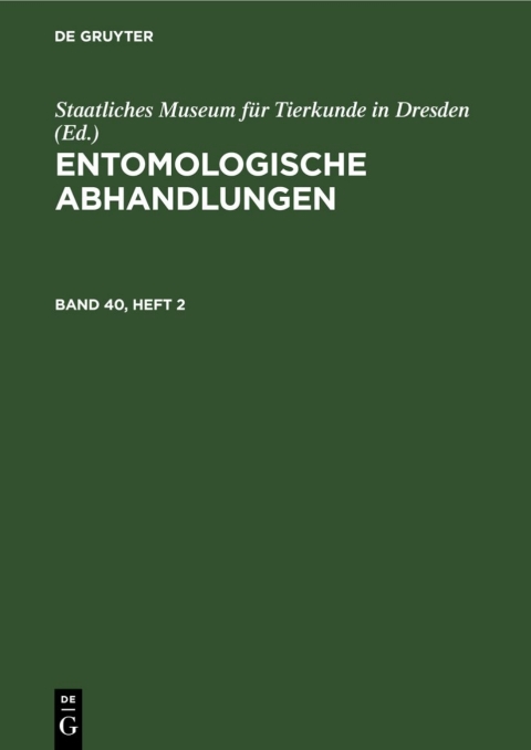 Cover image for book Entomologische Abhandlungen. Band 40, Heft 2