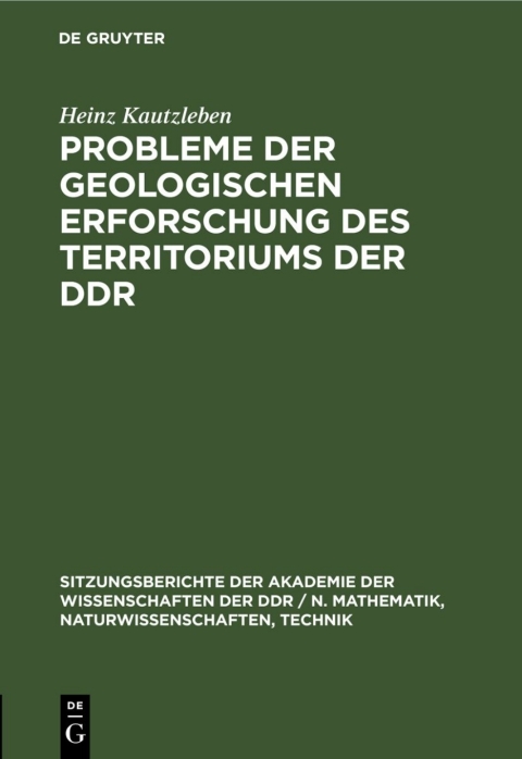 Cover image for book Probleme der geologischen Erforschung des Territoriums der DDR