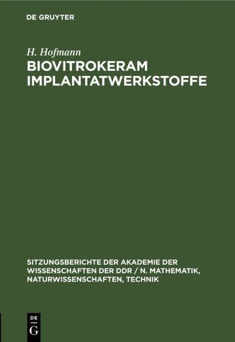 Cover image for book Biovitrokeram Implantatwerkstoffe