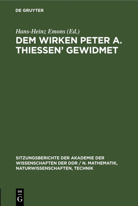Cover image for book Dem Wirken Peter A. Thiessen’ gewidmet