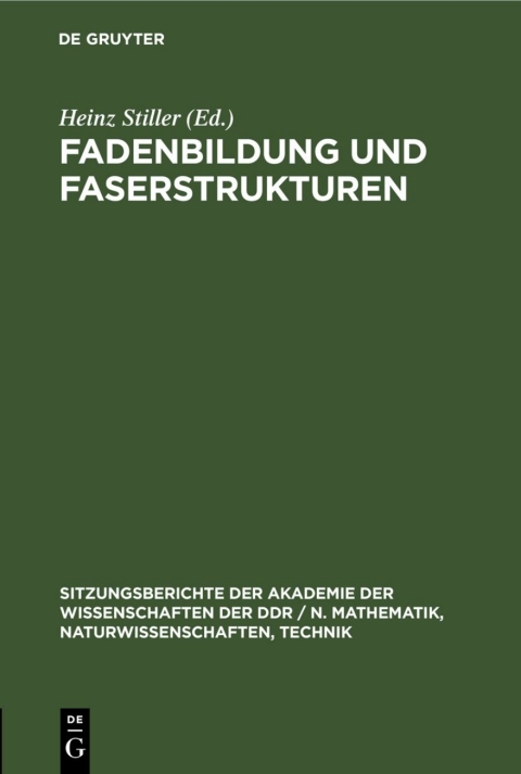 Cover image for book Fadenbildung und Faserstrukturen