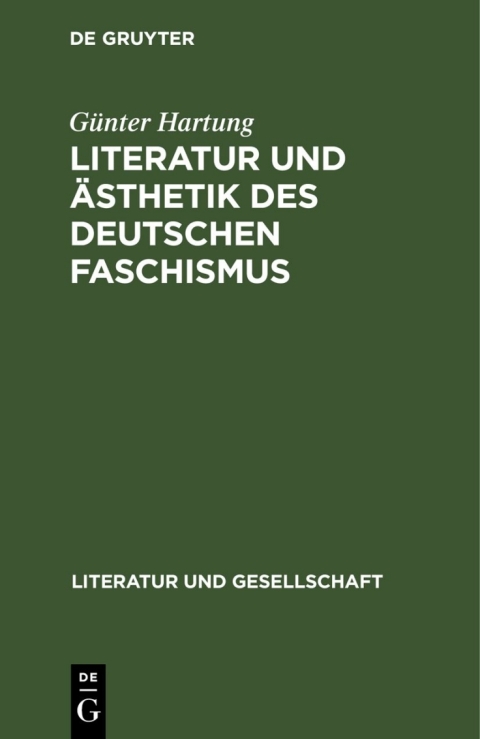 Cover image for book Literatur und Ästhetik des deutschen Faschismus