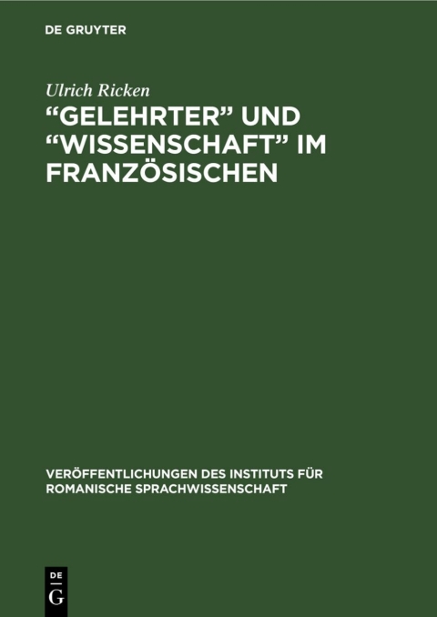 Cover image for book „Gelehrter“ und „Wissenschaft“ im Französischen
