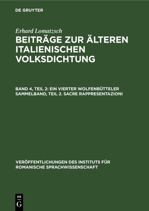 Cover image for book Ein vierter Wolfenbütteler Sammelband, Teil 2. Sacre rappresentazioni