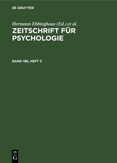 Cover image for book Zeitschrift für Psychologie. Band 186, Heft 3