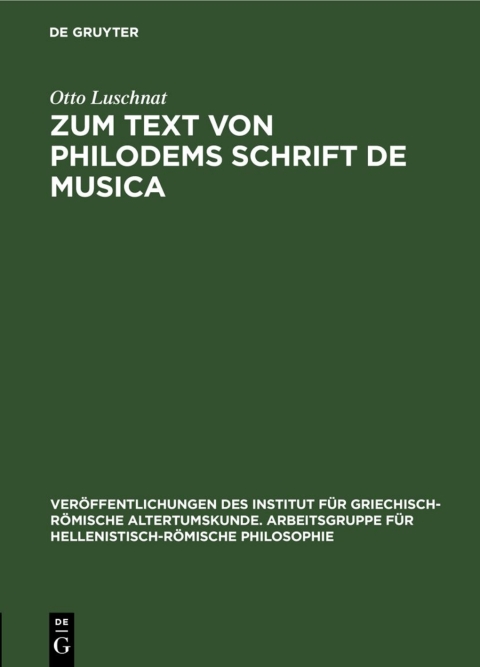 Cover image for book Zum Text von Philodems Schrift De Musica