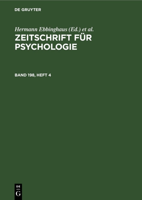 Cover image for book Zeitschrift für Psychologie. Band 198, Heft 4