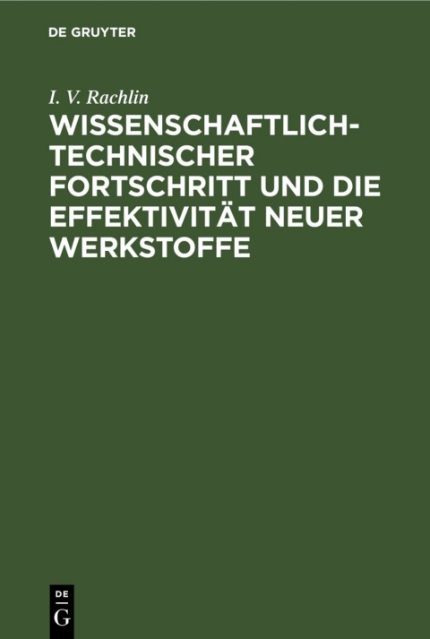 Cover image for book Wissenschaftlich-technischer Fortschritt und die Effektivität neuer Werkstoffe