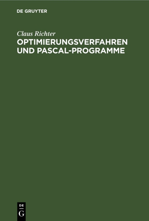 Cover image for book Optimierungsverfahren und PASCAL-Programme