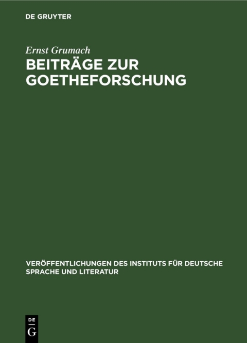 Cover image for book Beiträge zur Goetheforschung