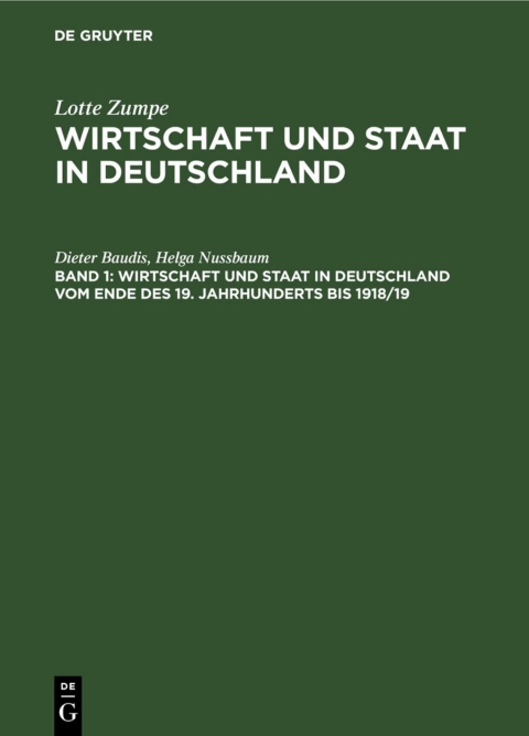 Cover image for book Wirtschaft und Staat in Deutschland vom Ende des 19. Jahrhunderts bis 1918/19