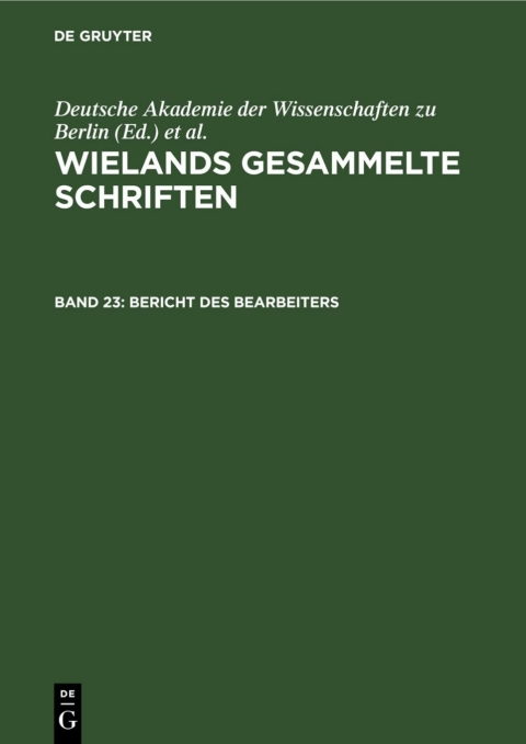 Cover image for book Bericht des Bearbeiters