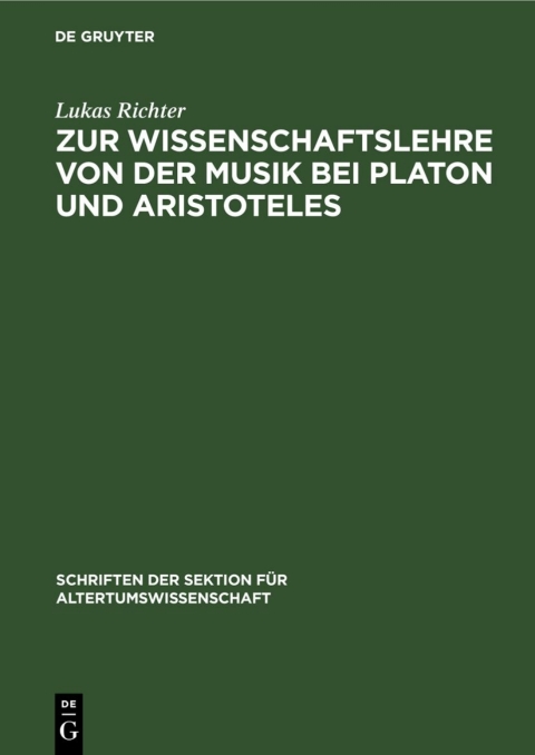Cover image for book Zur Wissenschaftslehre von der Musik bei Platon und Aristoteles