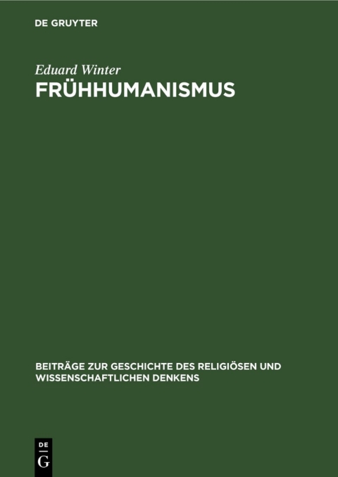 Cover image for book Frühhumanismus