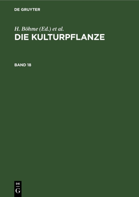 Cover image for book Die Kulturpflanze. Band 18