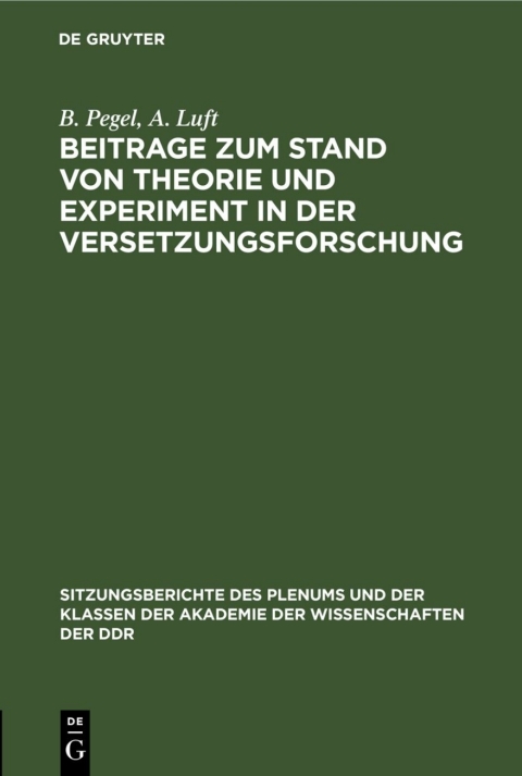 Cover image for book Beitrage zum Stand von Theorie und Experiment in der Versetzungsforschung