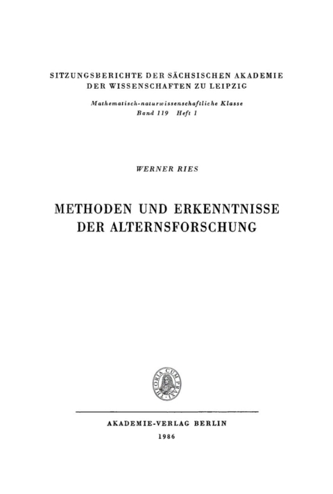 Methoden und Erkenntnisse der Alternsforschung 