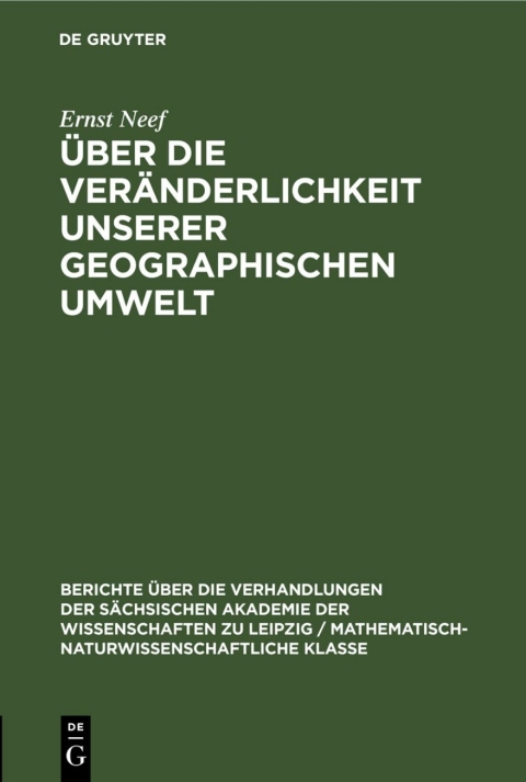 Cover image for book Über die Veränderlichkeit unserer geographischen Umwelt