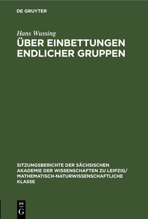 Cover image for book Über Einbettungen endlicher Gruppen