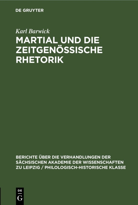 Cover image for book Martial und die Zeitgenössische Rhetorik