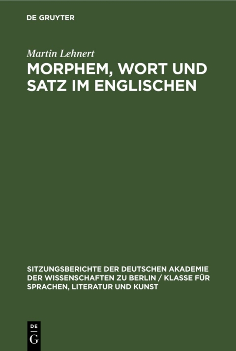 Cover image for book Morphem, Wort und Satz im Englischen