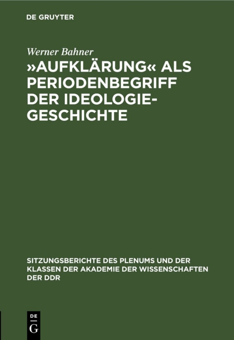 Cover image for book »Aufklärung« als Periodenbegriff der Ideologiegeschichte