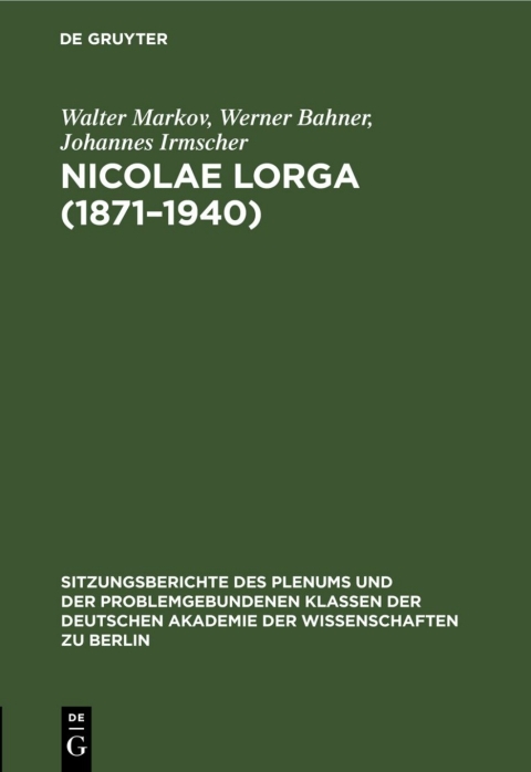 Cover image for book Nicolae lorga (1871–1940)