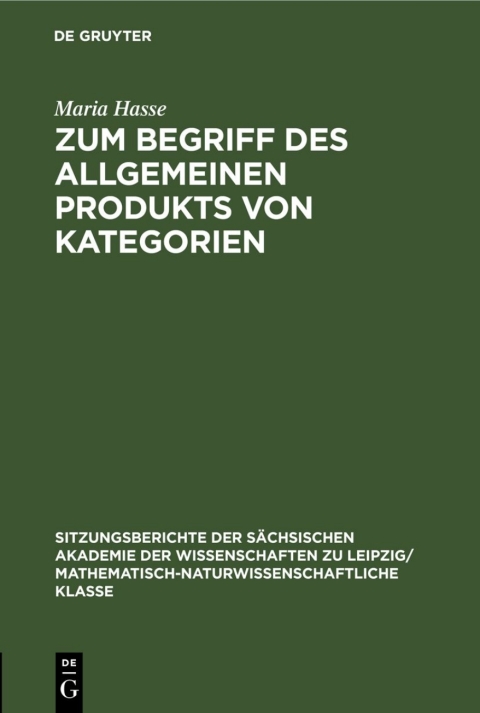 Cover image for book Zum Begriff des allgemeinen Produkts von Kategorien