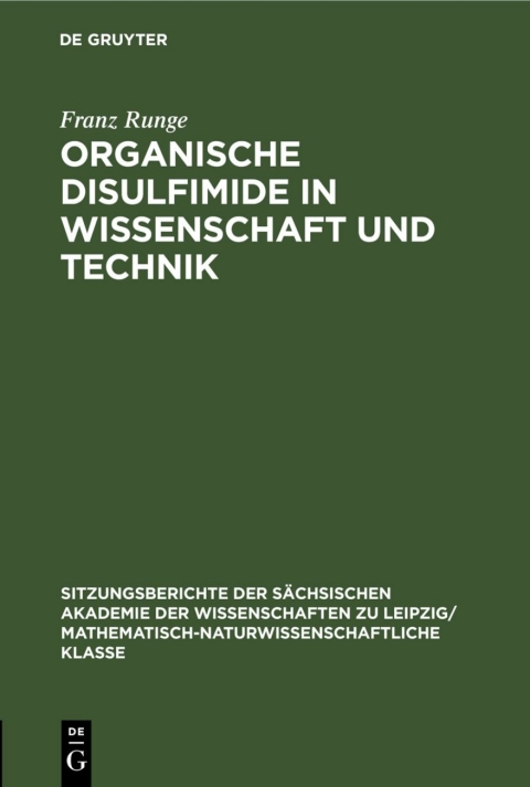 Cover image for book Organische Disulfimide in Wissenschaft und Technik