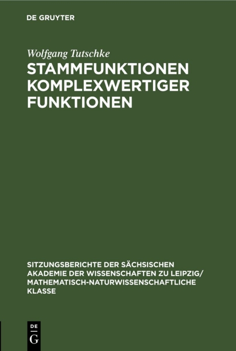 Cover image for book Stammfunktionen komplexwertiger Funktionen
