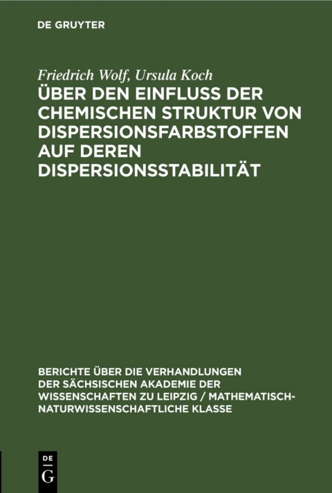 Cover image for book Über den Einfluss der chemischen Struktur von Dispersionsfarbstoffen auf deren Dispersionsstabilität