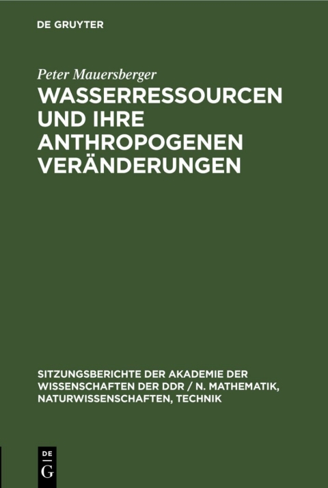 Cover image for book Wasserressourcen und ihre anthropogenen Veränderungen