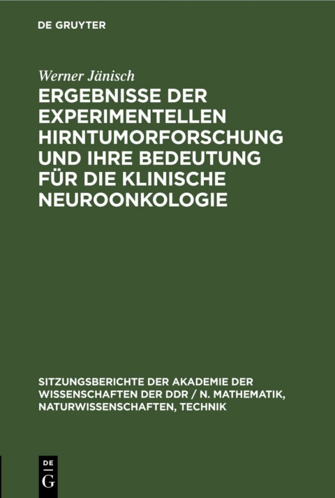 Cover image for book Ergebnisse der experimentellen Hirntumorforschung und ihre Bedeutung für die klinische Neuroonkologie