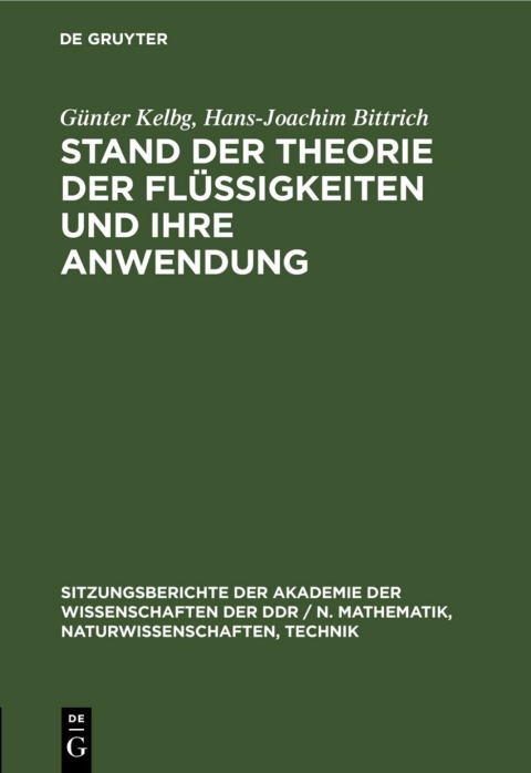 Cover image for book Stand der Theorie der Flüssigkeiten und ihre Anwendung