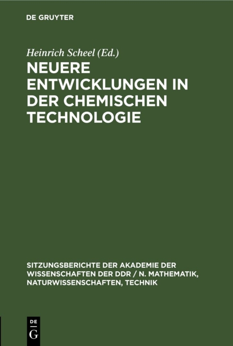 Cover image for book Neuere Entwicklungen in der chemischen Technologie