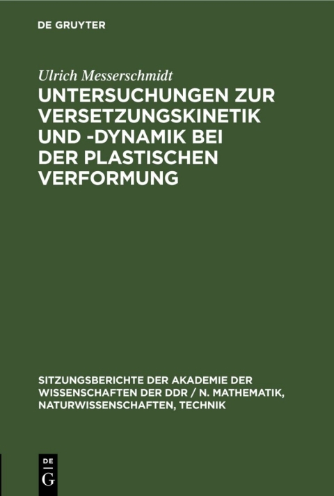 Cover image for book Untersuchungen zur Versetzungskinetik und -dynamik bei der plastischen Verformung