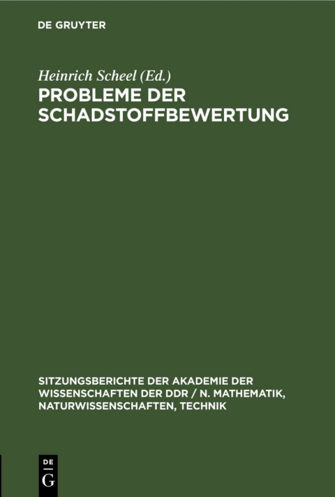 Cover image for book Probleme der Schadstoffbewertung