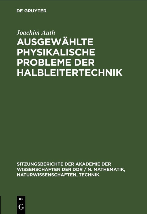 Cover image for book Ausgewählte physikalische Probleme der Halbleitertechnik