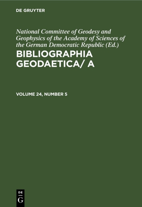 Cover image for book Bibliographia Geodaetica/ A. Volume 24, Number 5