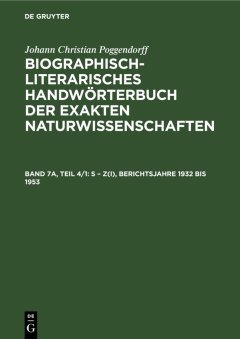 Cover image for book S – Z(I), Berichtsjahre 1932 bis 1953