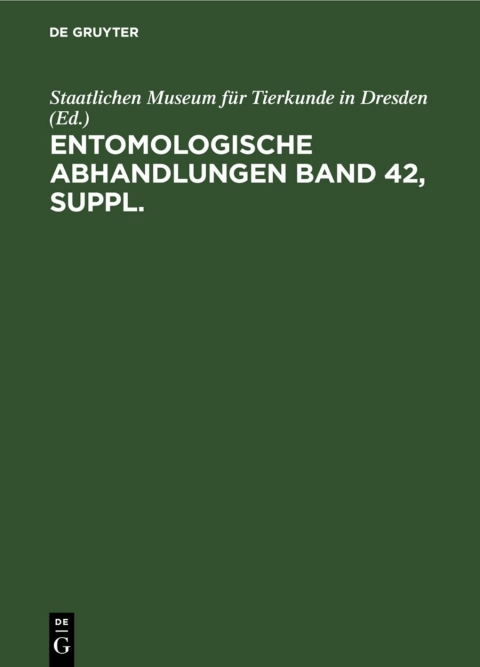 Cover image for book Entomologische Abhandlungen. Band 42, Supplement
