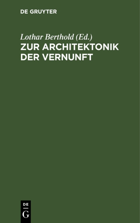 Cover image for book Zur Architektonik der Vernunft