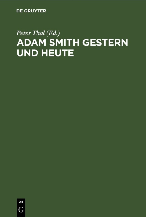 Cover image for book Adam Smith gestern und heute